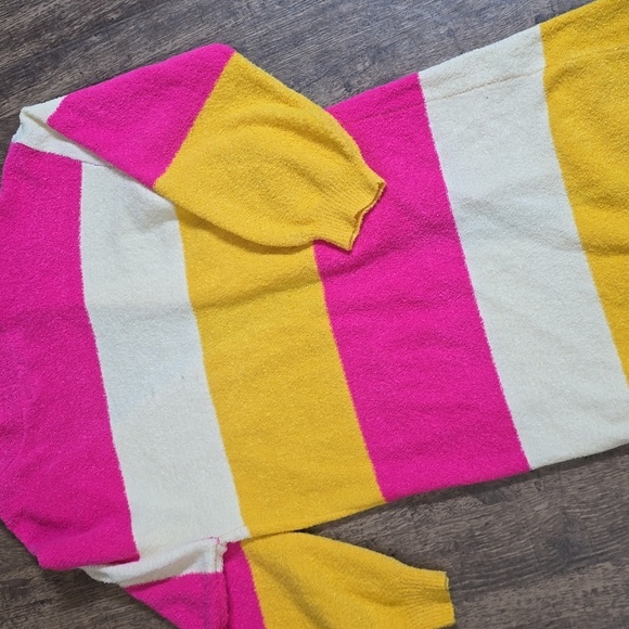 ANDREE BY UNIT Women's S Pink & Yellow Color Block Cardigan Sweater Long - Picture 7 of 7